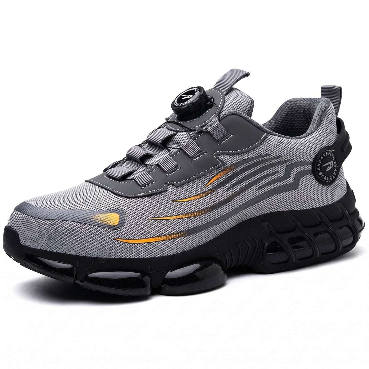 Marcus - Men's Steel Toe Non-Slip Safety Trainers with Quick-Lace Buckle - Sneakers - Light Grey - Davies & Cooper