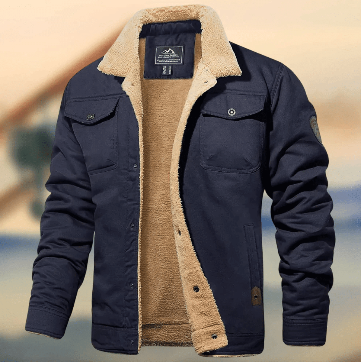 Markus - Men’s Spring Sherpa Lined Jacket - Jackets - Blue - Davies & Cooper