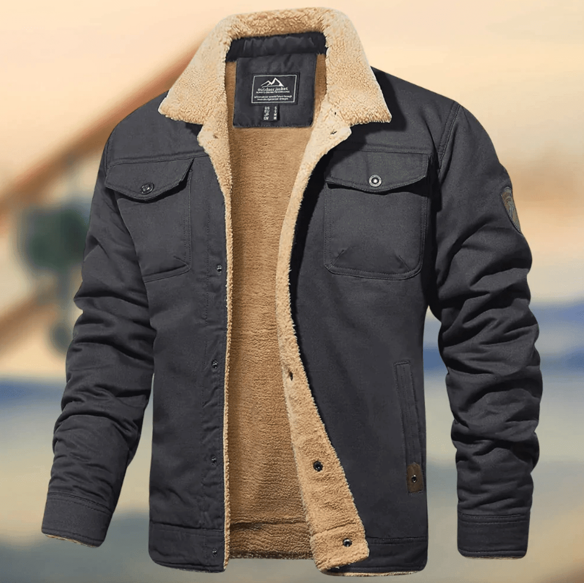 Markus - Men’s Spring Sherpa Lined Jacket - Jackets - Grey - Davies & Cooper