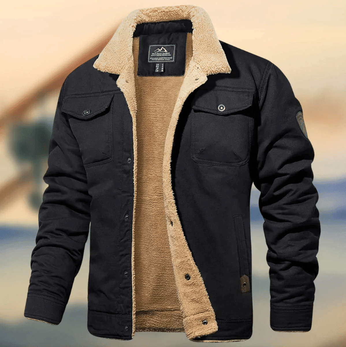 Markus - Men’s Spring Sherpa Lined Jacket - Jackets - Black - Davies & Cooper