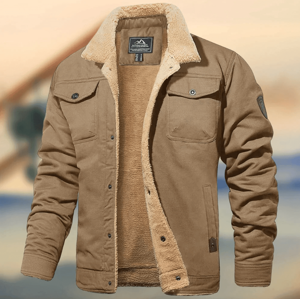 Markus - Men’s Spring Sherpa Lined Jacket - Jackets - Beige - Davies & Cooper