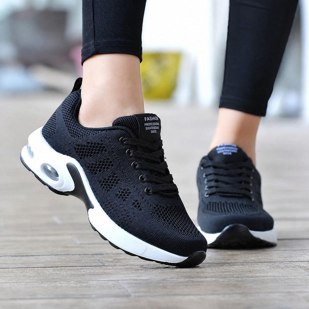 Marley - Women's Orthopaedic Lace-Up Trainers with Cushioned Sole - Sneakers - Black - Davies & Cooper