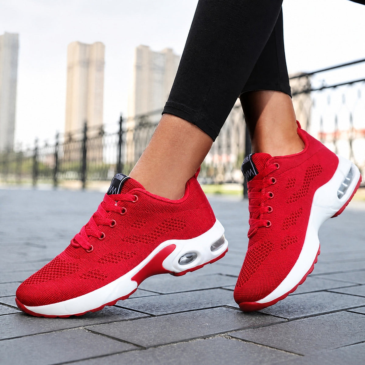 Marley - Women's Orthopaedic Lace-Up Trainers with Cushioned Sole - Sneakers - Red - Davies & Cooper