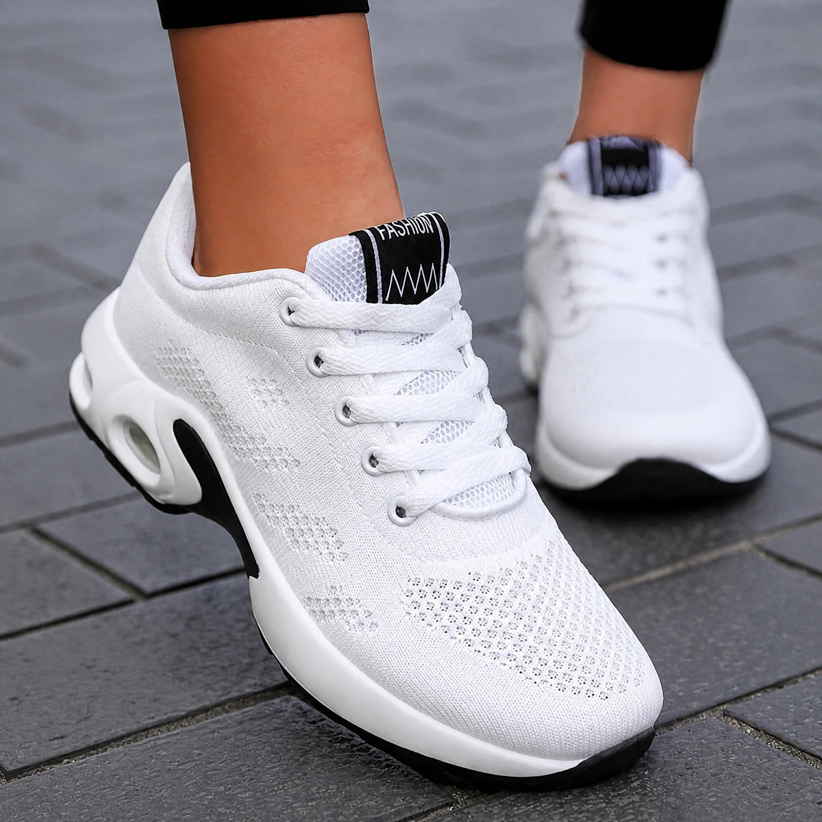 Marley - Women's Orthopaedic Lace-Up Trainers with Cushioned Sole - Sneakers - White - Davies & Cooper