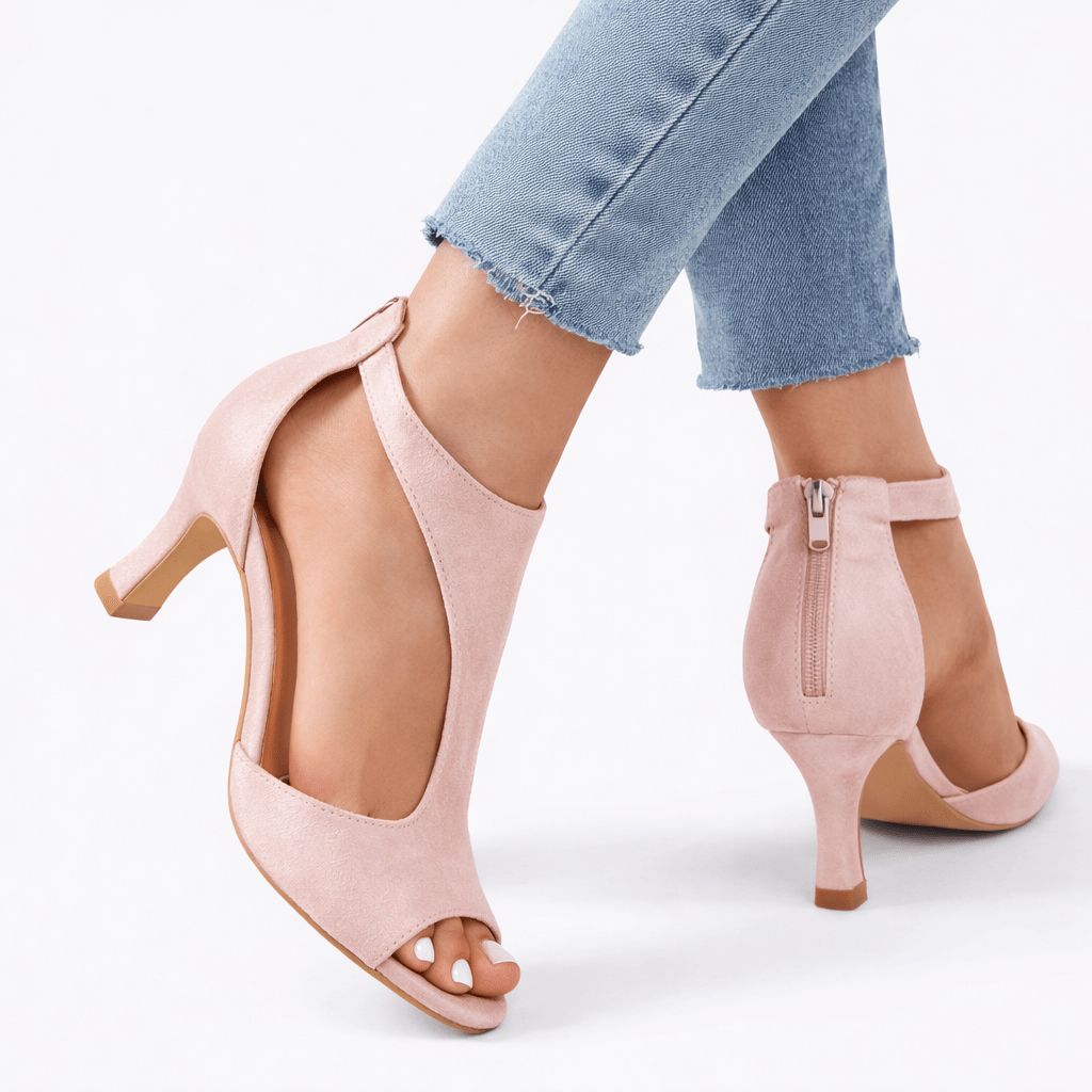 Mathilde - Women's Cut-Out Peep Toe Stiletto Heel Sandals - Sandals - Pink - Davies & Cooper