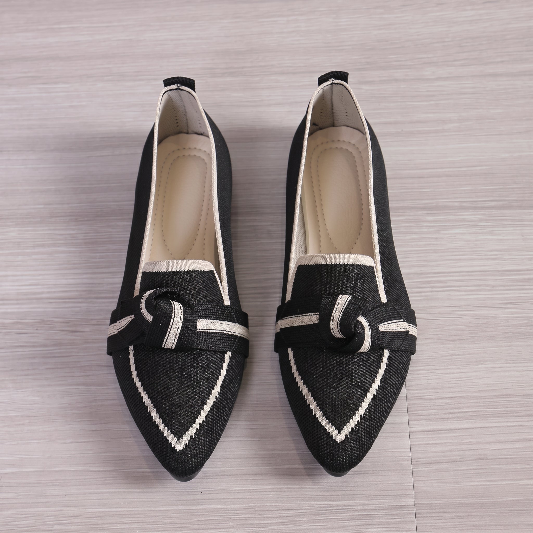 Millie - Women's Pointed Toe Loafers with Bow Detail - Loafer - Black - Davies & Cooper