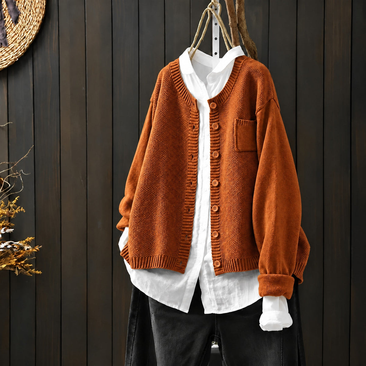 Morgan - Women's Oversized Chunky Knit Cardigan - Cardigans - Camel - Davies & Cooper