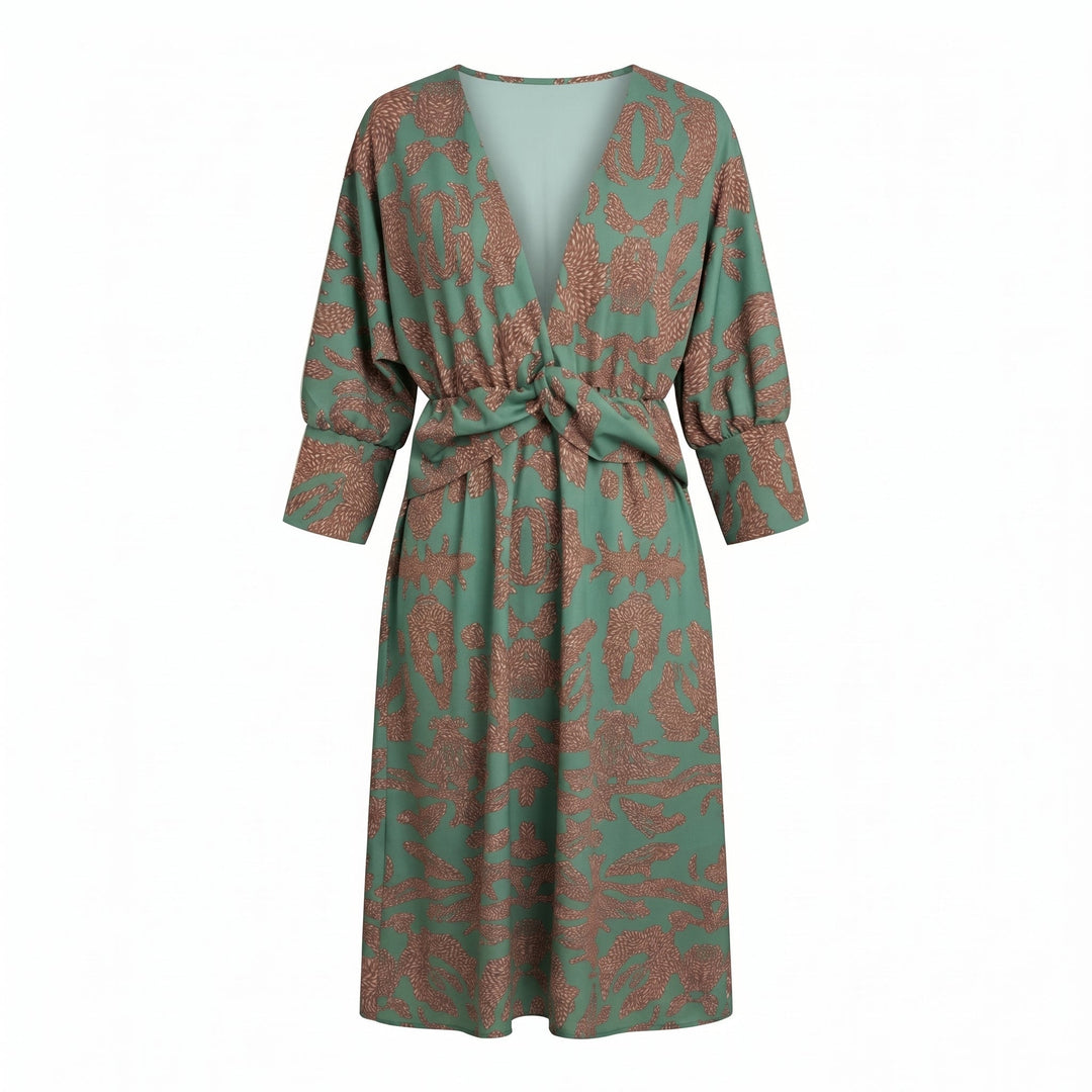 Myrtle – Women's Casual Wrap Summer Midi Dress - Midi Dress - Green - Davies & Cooper