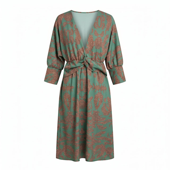 Myrtle – Women's Casual Wrap Summer Midi Dress - Midi Dress - Green - Davies & Cooper