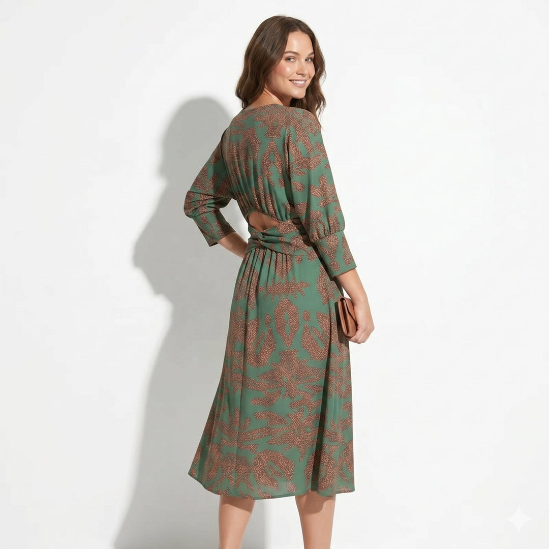 Myrtle – Women's Casual Wrap Summer Midi Dress - Midi Dress - Green - Davies & Cooper