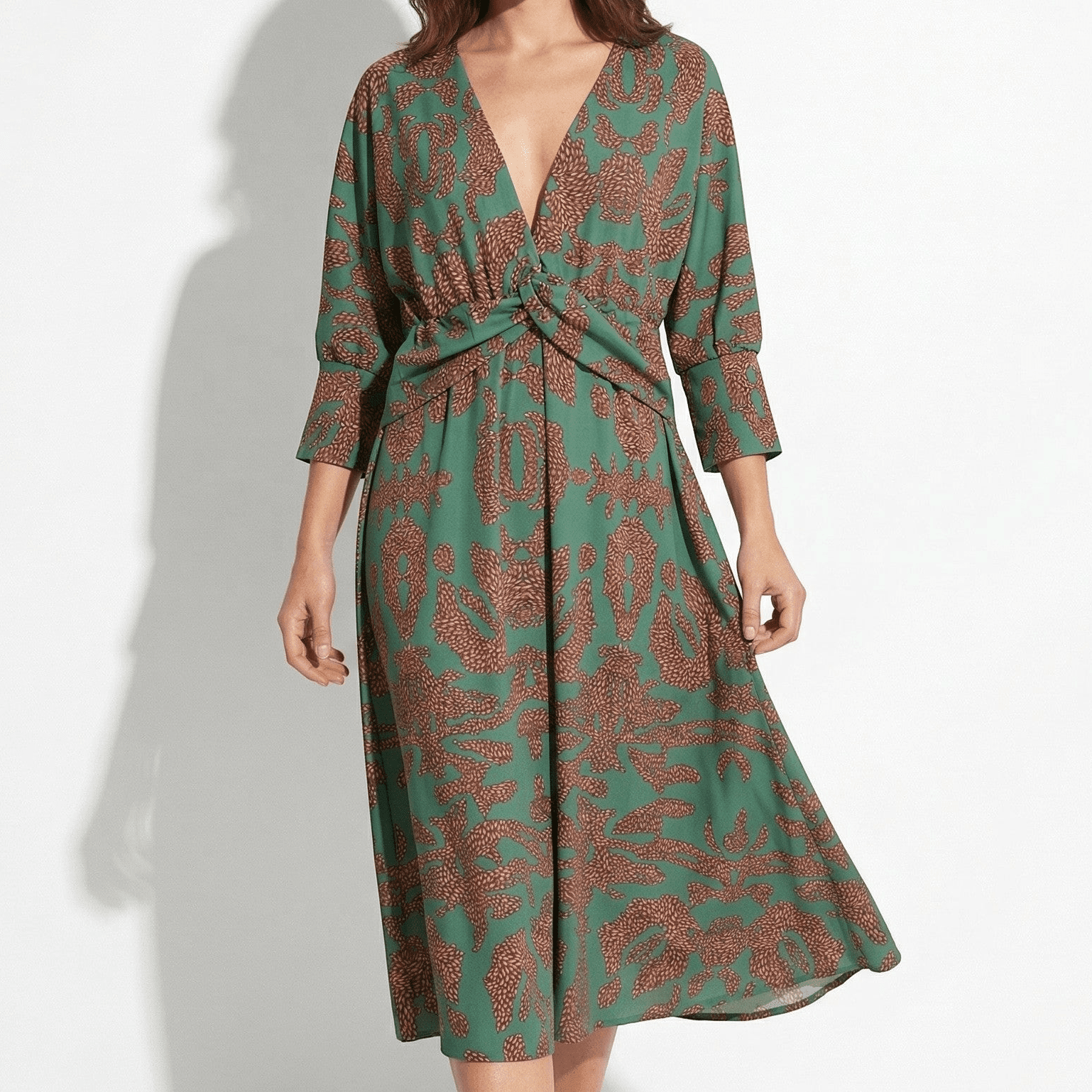 Myrtle – Women's Casual Wrap Summer Midi Dress - Midi Dress - Green - Davies & Cooper