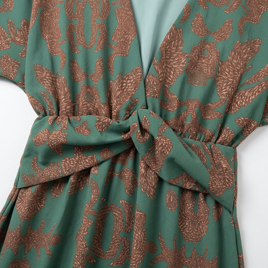 Myrtle – Women's Casual Wrap Summer Midi Dress - Midi Dress - Green - Davies & Cooper