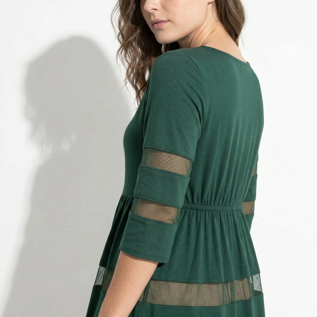Nadia – Women's Summer Mesh Trim Maxi Dress - Maxi Dress - Green - Davies & Cooper