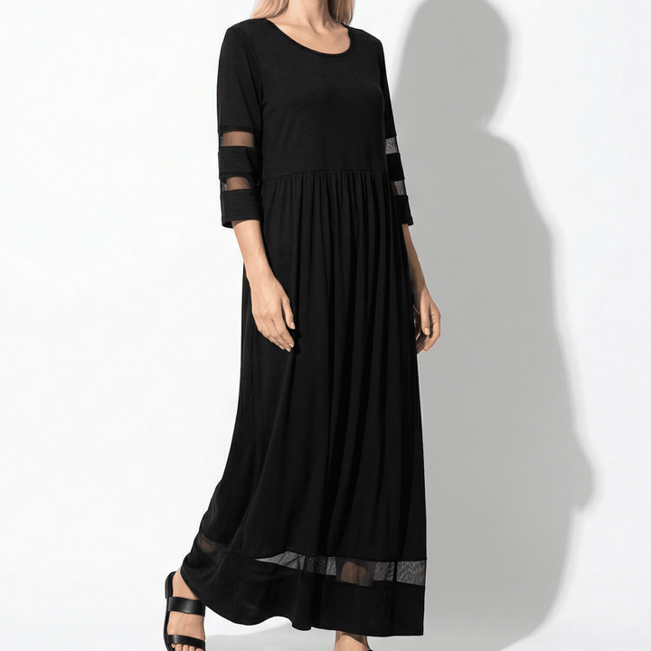 Nadia – Women's Summer Mesh Trim Maxi Dress - Maxi Dress - Black - Davies & Cooper