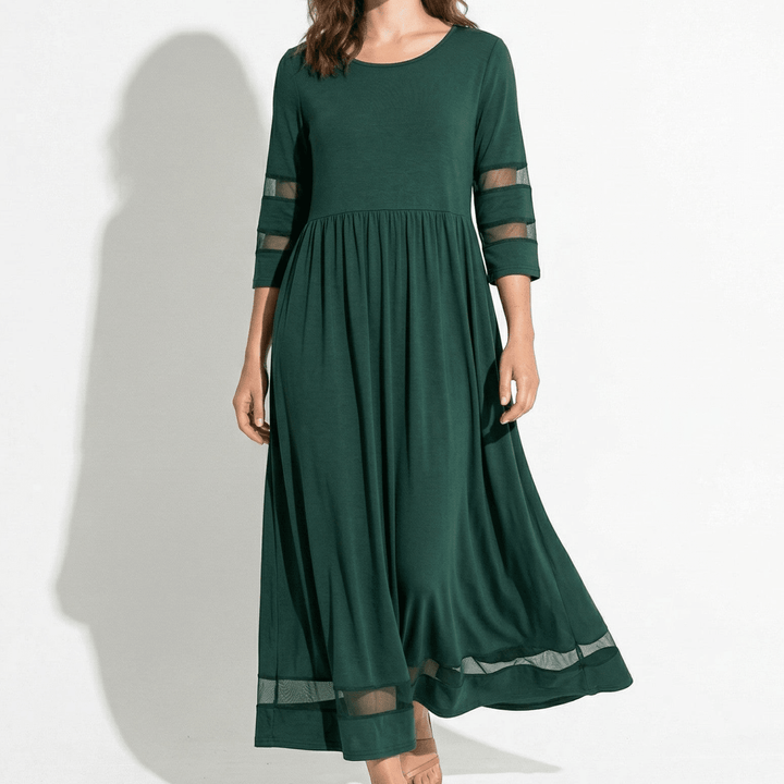 Nadia – Women's Summer Mesh Trim Maxi Dress - Maxi Dress - Green - Davies & Cooper