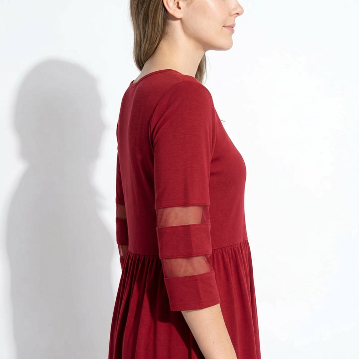 Nadia – Women's Summer Mesh Trim Maxi Dress - Maxi Dress - Red - Davies & Cooper
