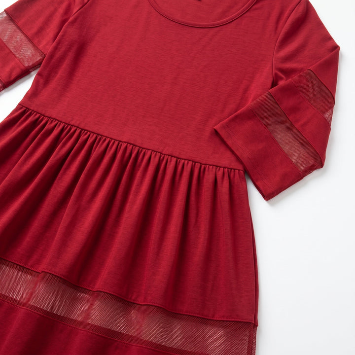 Nadia – Women's Summer Mesh Trim Maxi Dress - Maxi Dress - Red - Davies & Cooper