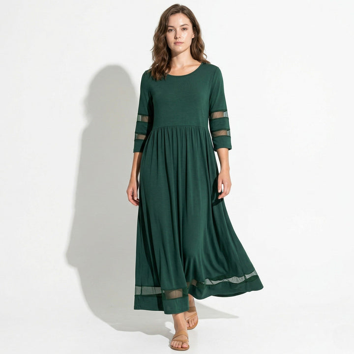 Nadia – Women's Summer Mesh Trim Maxi Dress - Maxi Dress - Green - Davies & Cooper