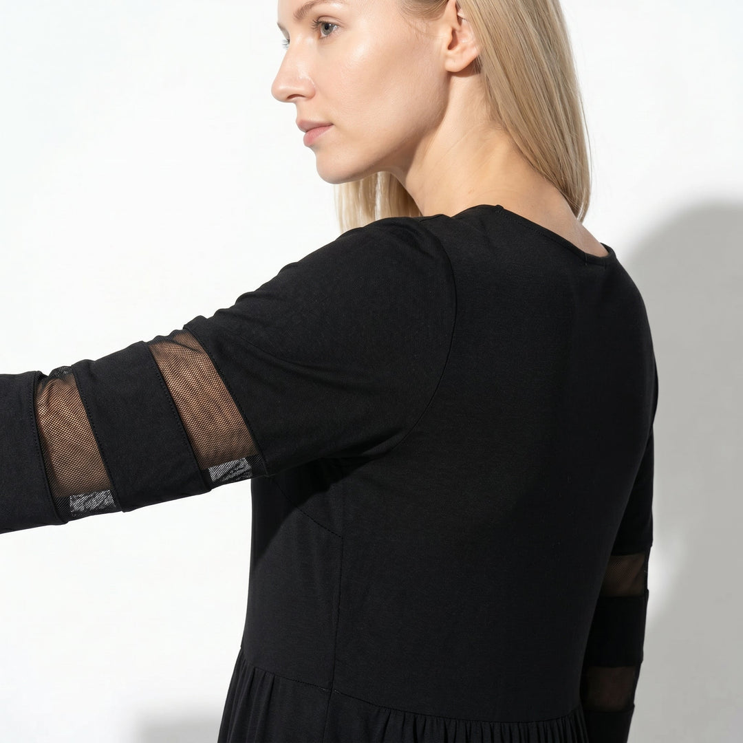 Nadia – Women's Summer Mesh Trim Maxi Dress - Maxi Dress - Black - Davies & Cooper