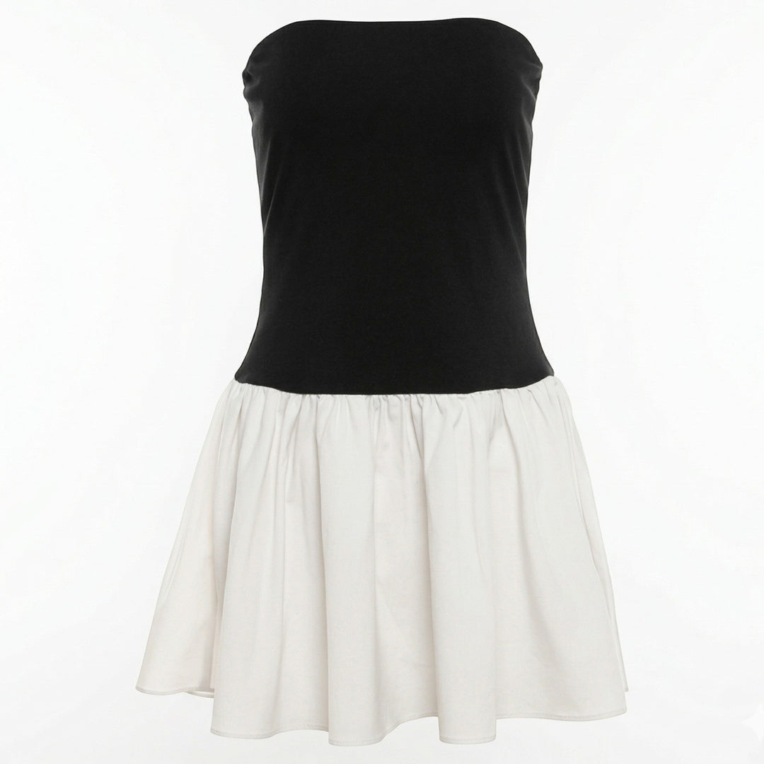 Natalia - Women's Strapless Party Mini Dress with Pleated Skirt - Mini Dress - Black - Davies & Cooper