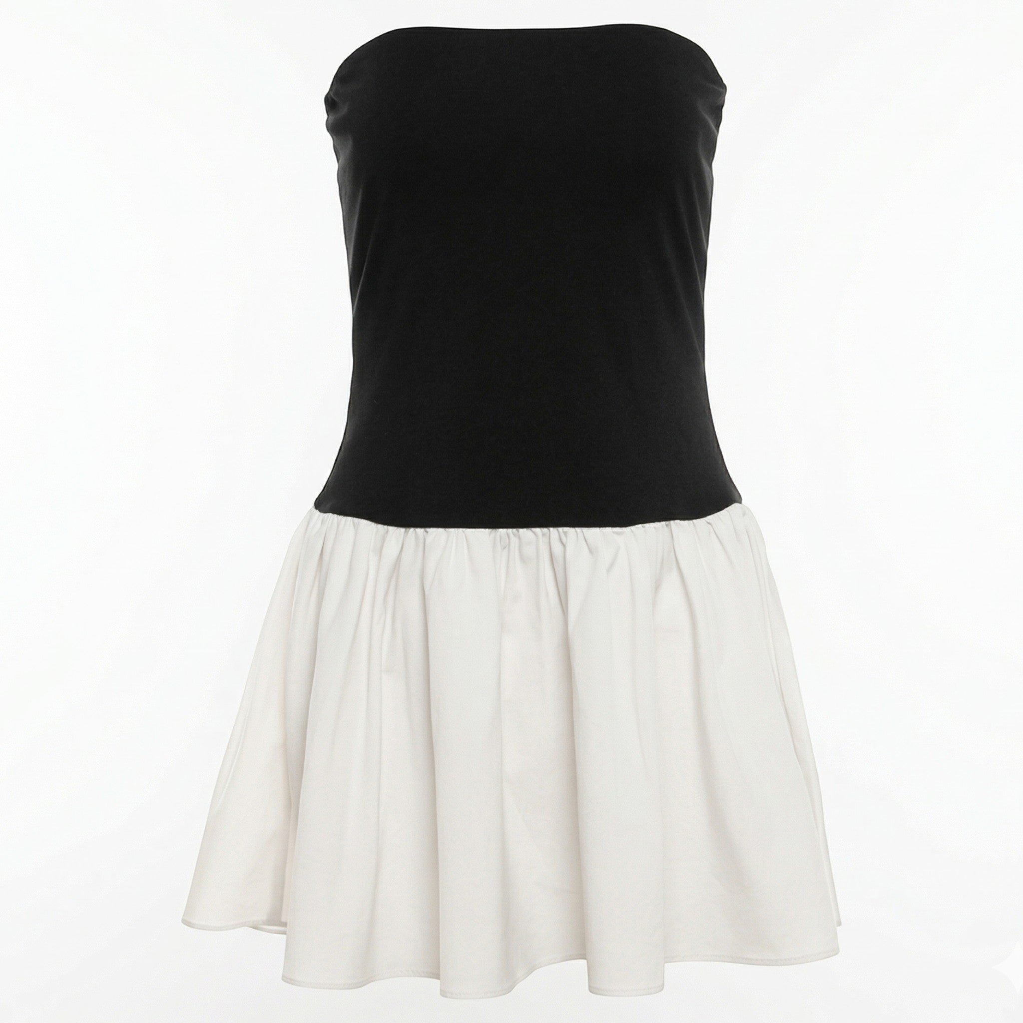 Natalia - Women's Strapless Party Mini Dress with Pleated Skirt - Mini Dress - Black - Davies & Cooper