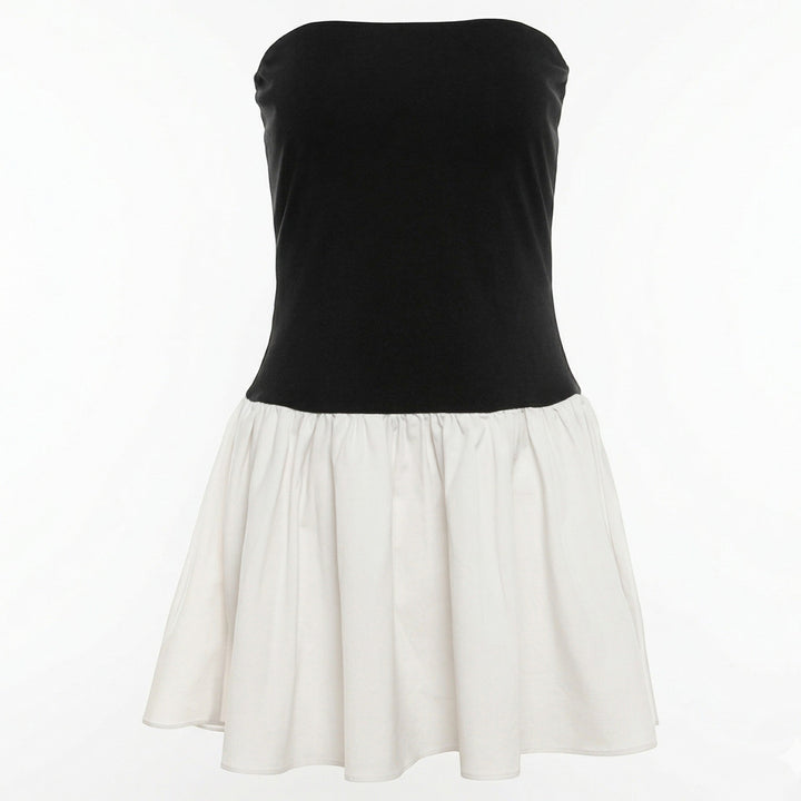 Natalia - Women's Strapless Party Mini Dress with Pleated Skirt - Mini Dress - Black - Davies & Cooper