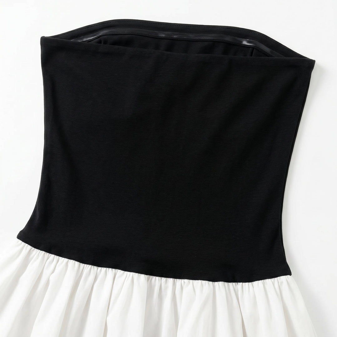 Natalia - Women's Strapless Party Mini Dress with Pleated Skirt - Mini Dress - Black - Davies & Cooper