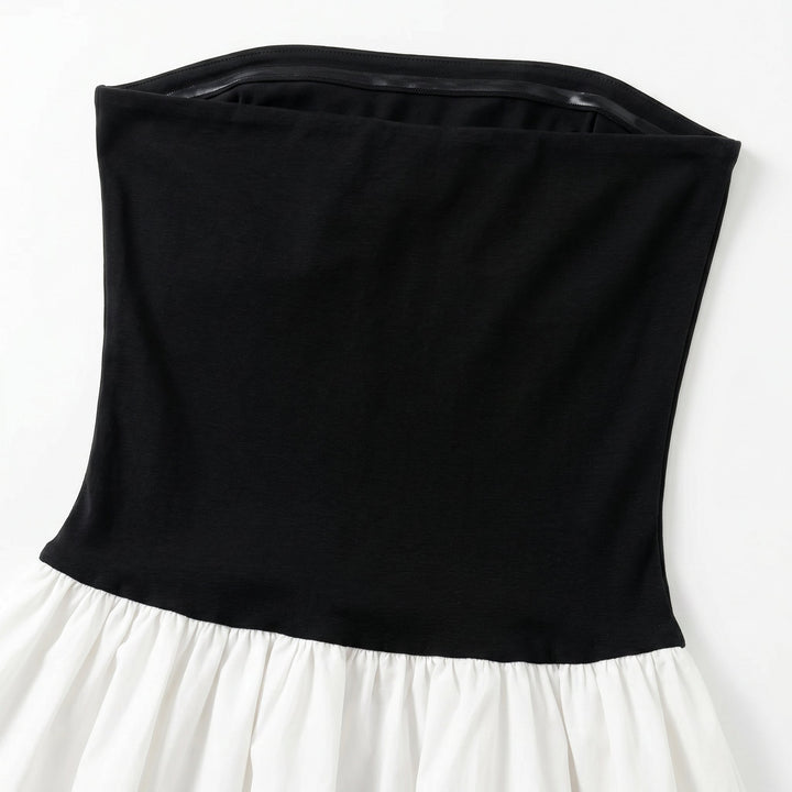 Natalia - Women's Strapless Party Mini Dress with Pleated Skirt - Mini Dress - Black - Davies & Cooper