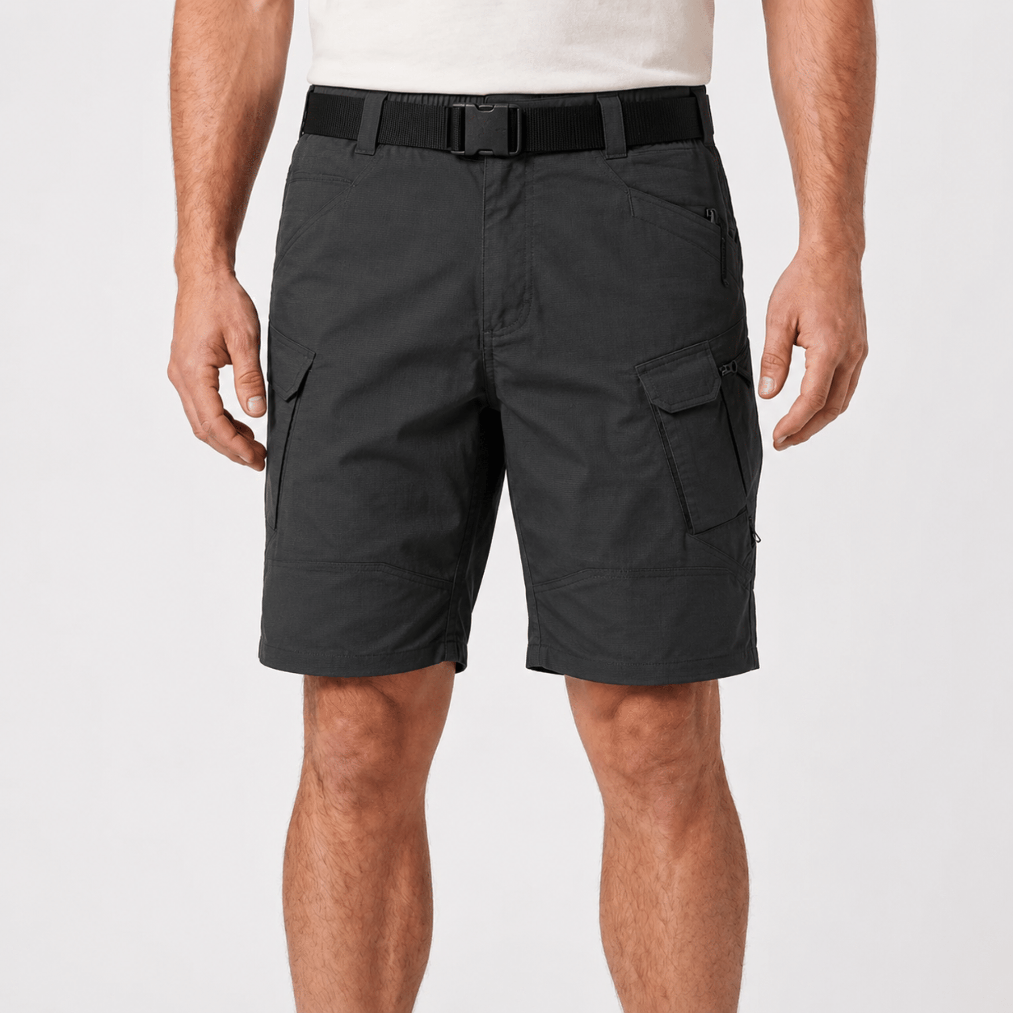 Nathan - Men's Summer Relaxed Fit Cargo Shorts - Cargo Shorts - Dark Grey - Davies & Cooper