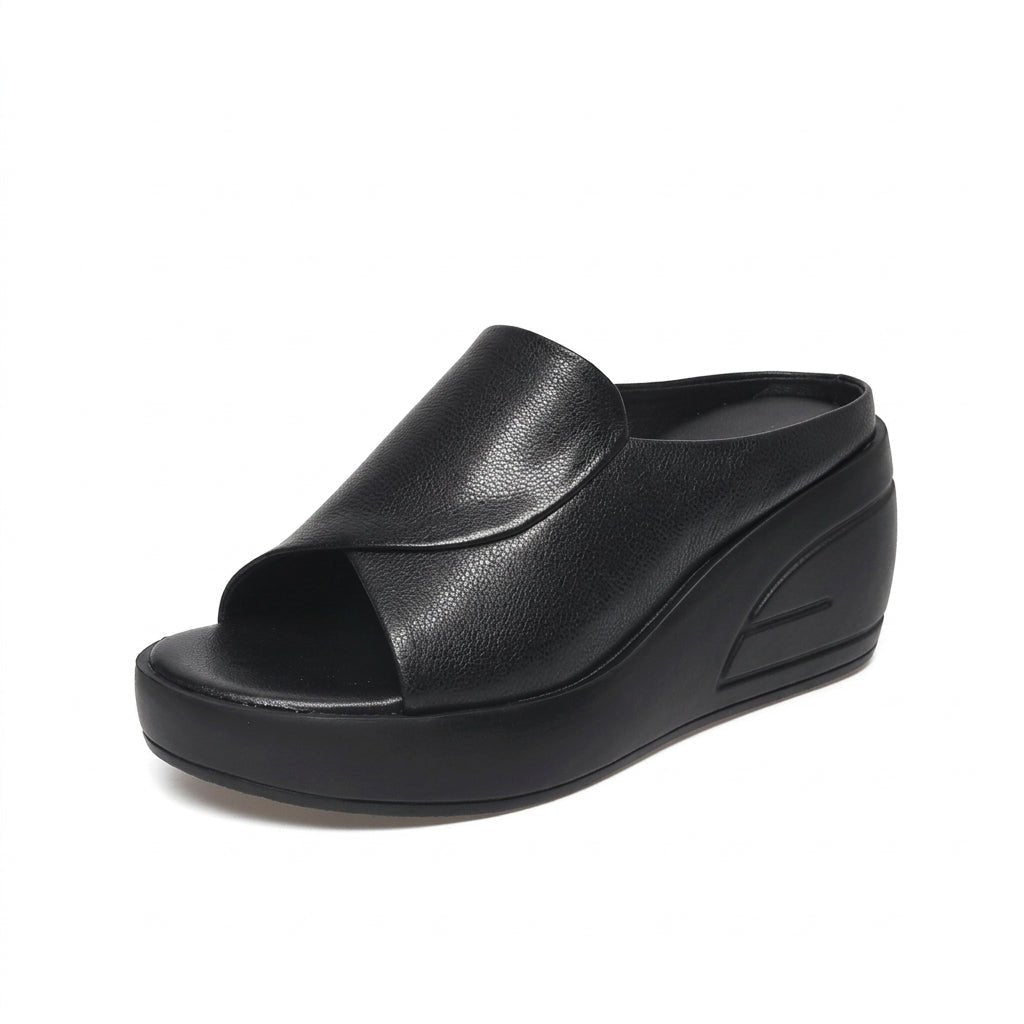 Nina - Women's Orthopaedic Open Toe Platform Sandals - Sandals - Black - Davies & Cooper