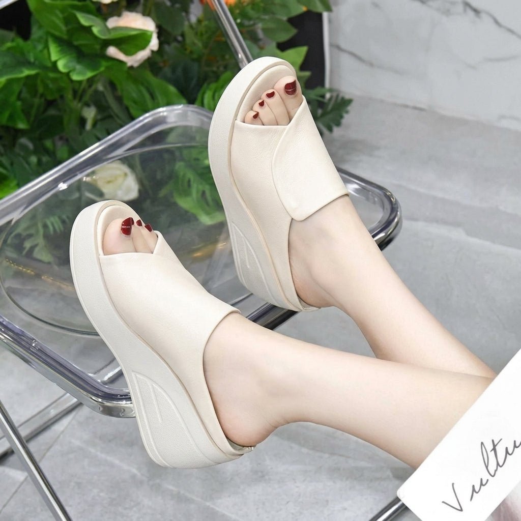 Nina - Women's Orthopaedic Open Toe Platform Sandals - Sandals - White - Davies & Cooper