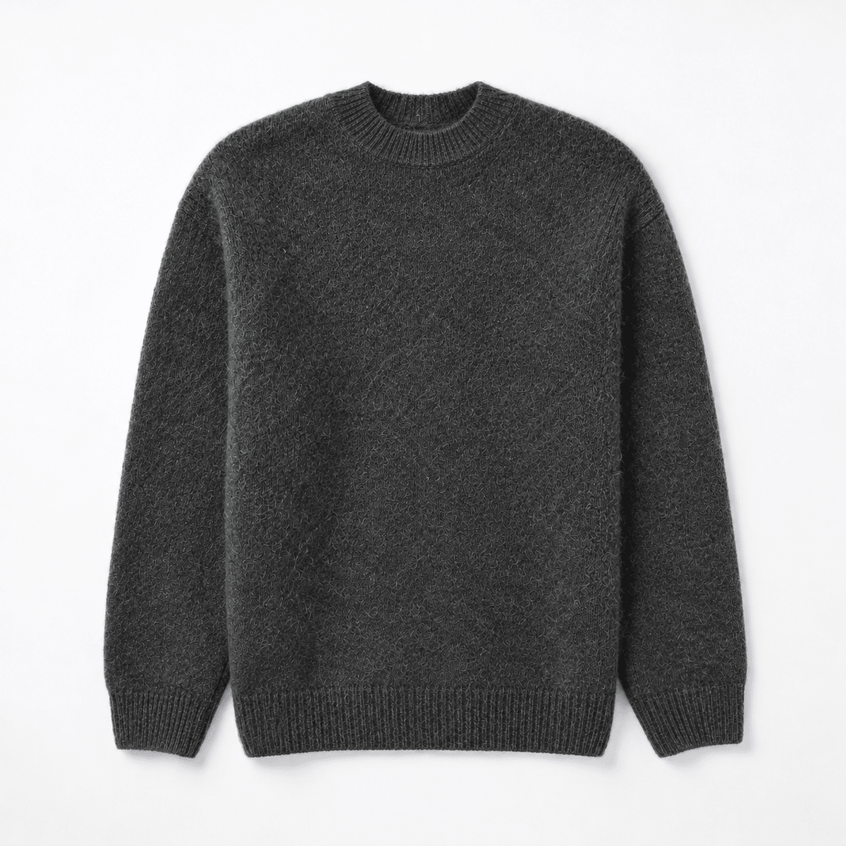 Oliver - Men's Brushed Knit Crew Neck Jumper with Ribbed Trims - Sweaters - Grey - Davies & Cooper