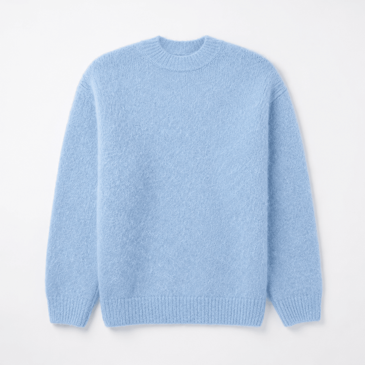 Oliver - Men's Brushed Knit Crew Neck Jumper with Ribbed Trims - Sweaters - Light Blue - Davies & Cooper