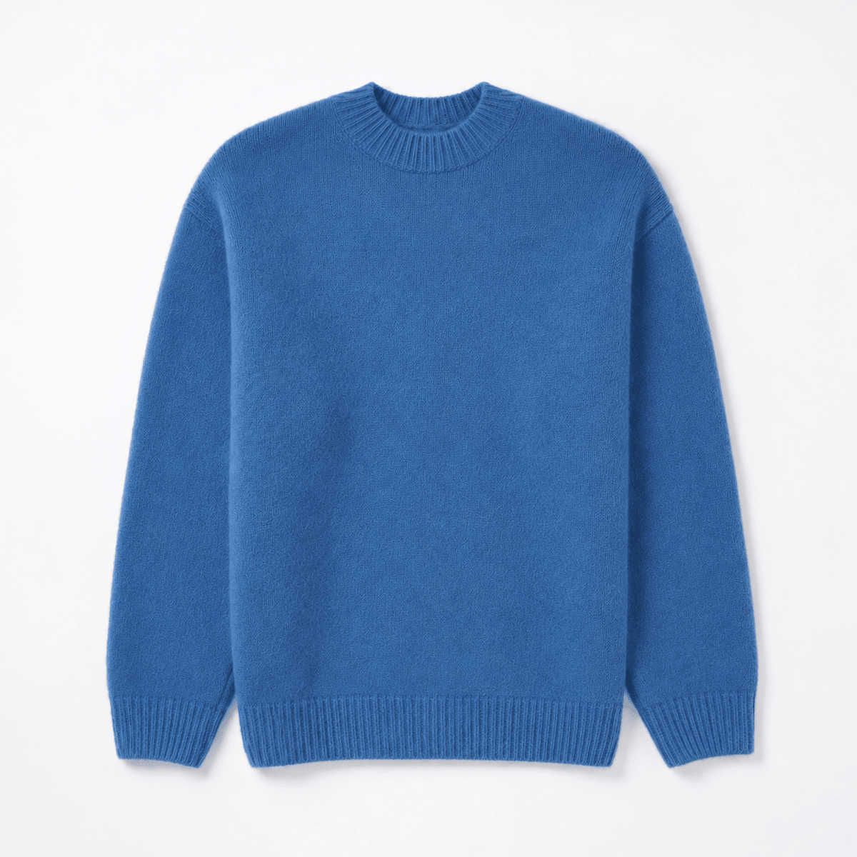 Oliver - Men's Brushed Knit Crew Neck Jumper with Ribbed Trims - Sweaters - Blue - Davies & Cooper