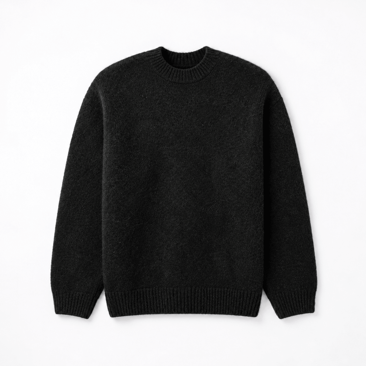 Oliver - Men's Brushed Knit Crew Neck Jumper with Ribbed Trims - Sweaters - Black - Davies & Cooper