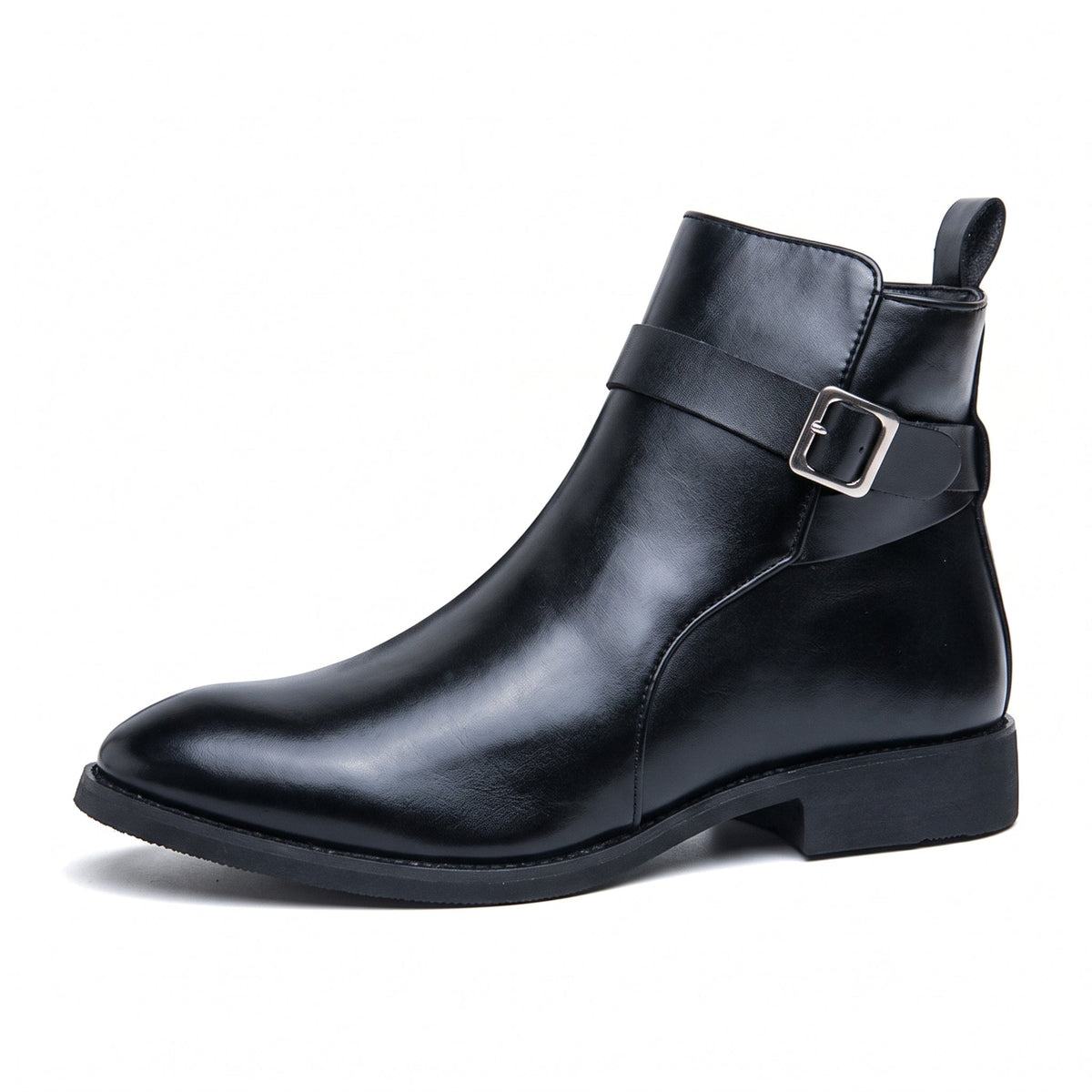Oliver - Men's Buckle Strap Ankle Boots with Side Zip Closure - Boots - Brown - Davies & Cooper