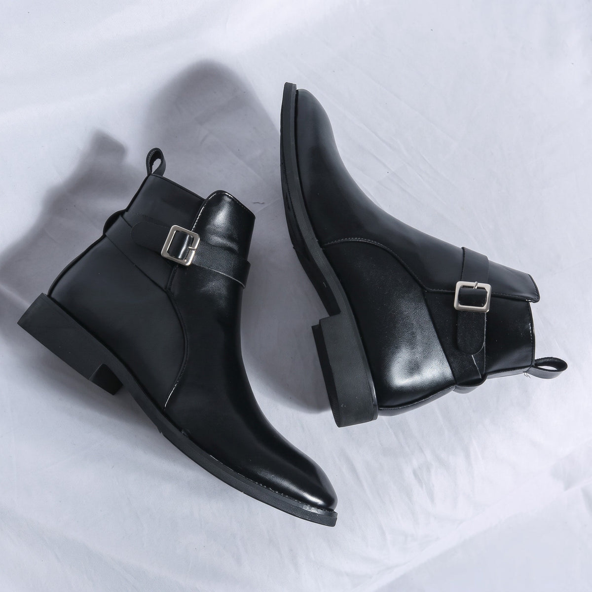 Oliver - Men's Buckle Strap Ankle Boots with Side Zip Closure - Boots - Brown - Davies & Cooper