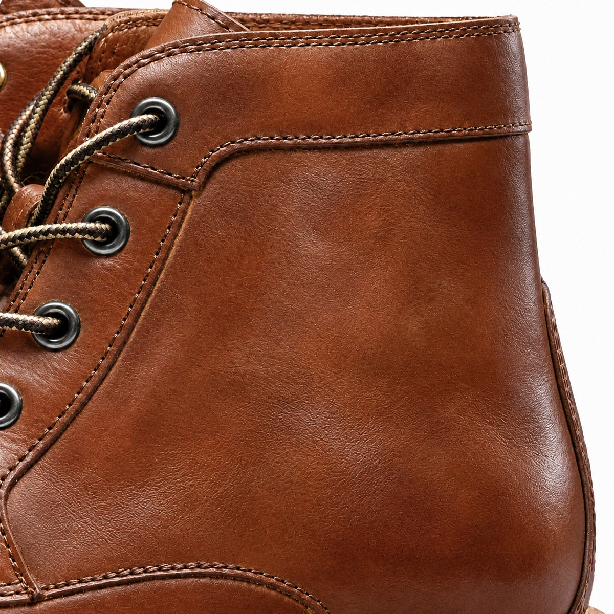 Oliver - Men's Cap Toe Lace-Up Ankle Boots with Stitch Detail - Boots - Brown - Davies & Cooper