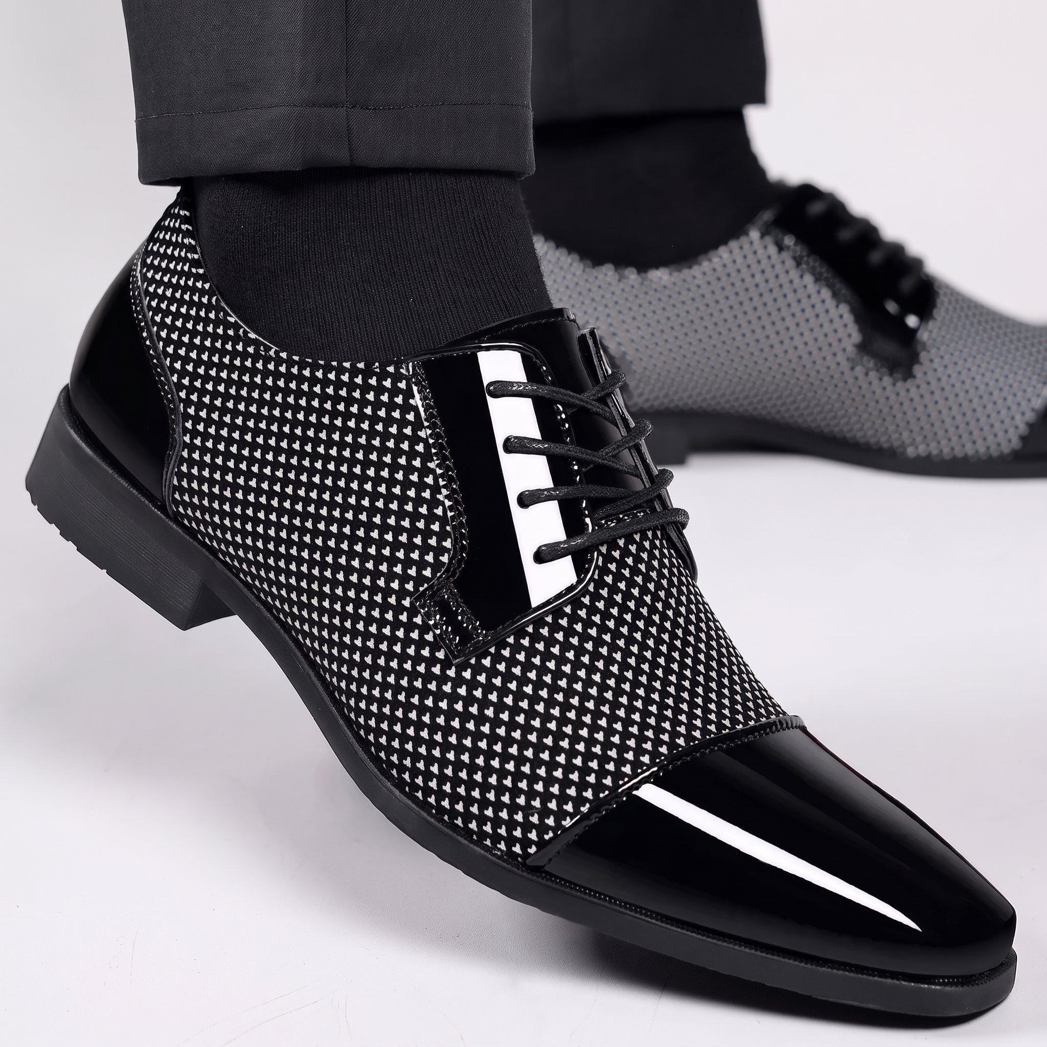 Oliver - Men's Glossy Toe Cap Derby Wedding Shoes - Shoes - White - Davies & Cooper