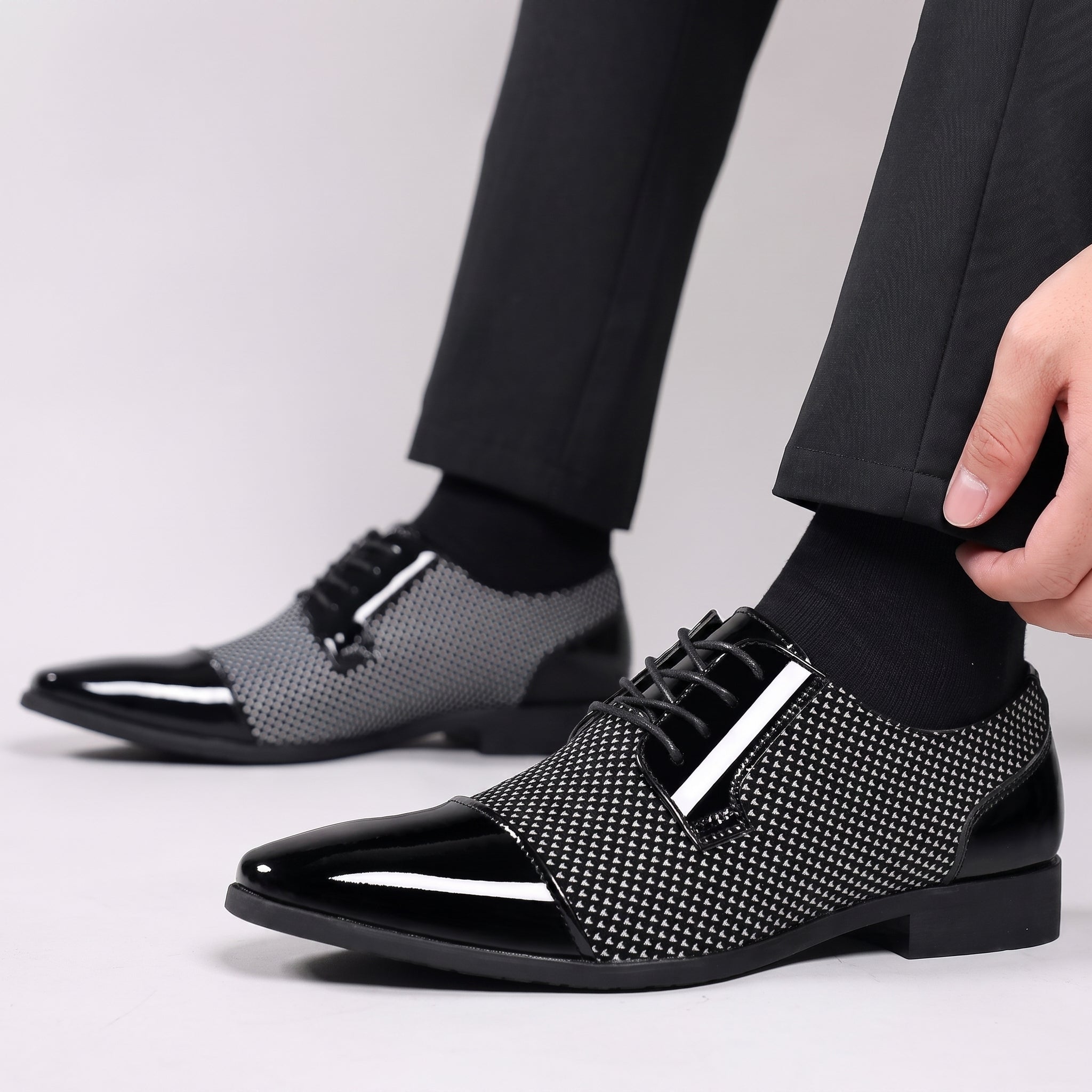 Oliver - Men's Glossy Toe Cap Derby Wedding Shoes - Shoes - White - Davies & Cooper
