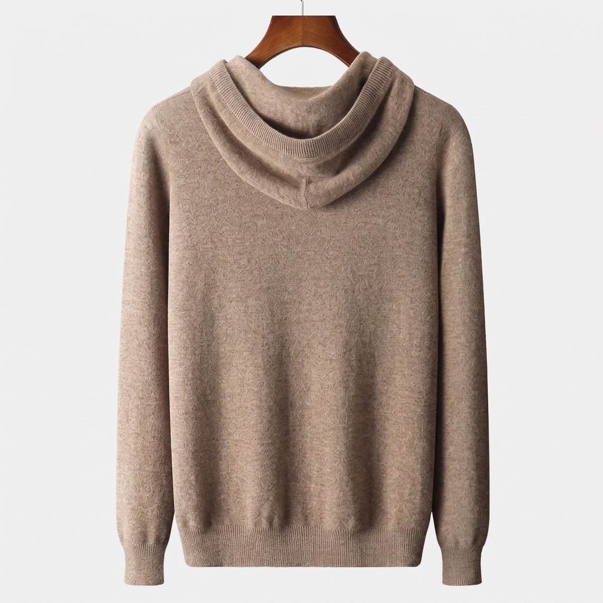 Oliver - Men's Hooded Knit Jumper with Drawstring Hood - Hoodies - Camel - Davies & Cooper