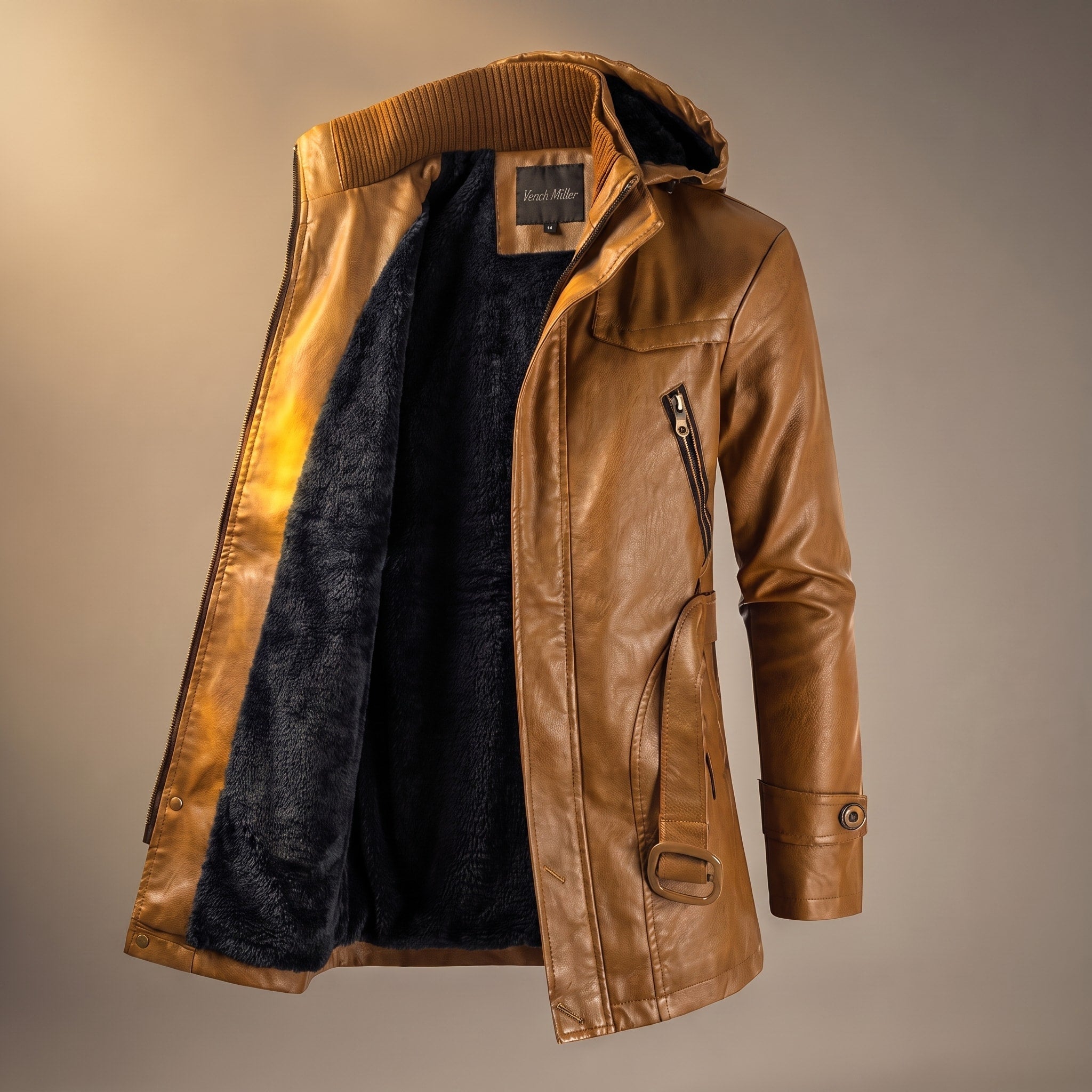 Oliver - Men's Hooded Longline Jacket with Zip Pockets - Coats & Jackets - Brown - Davies & Cooper