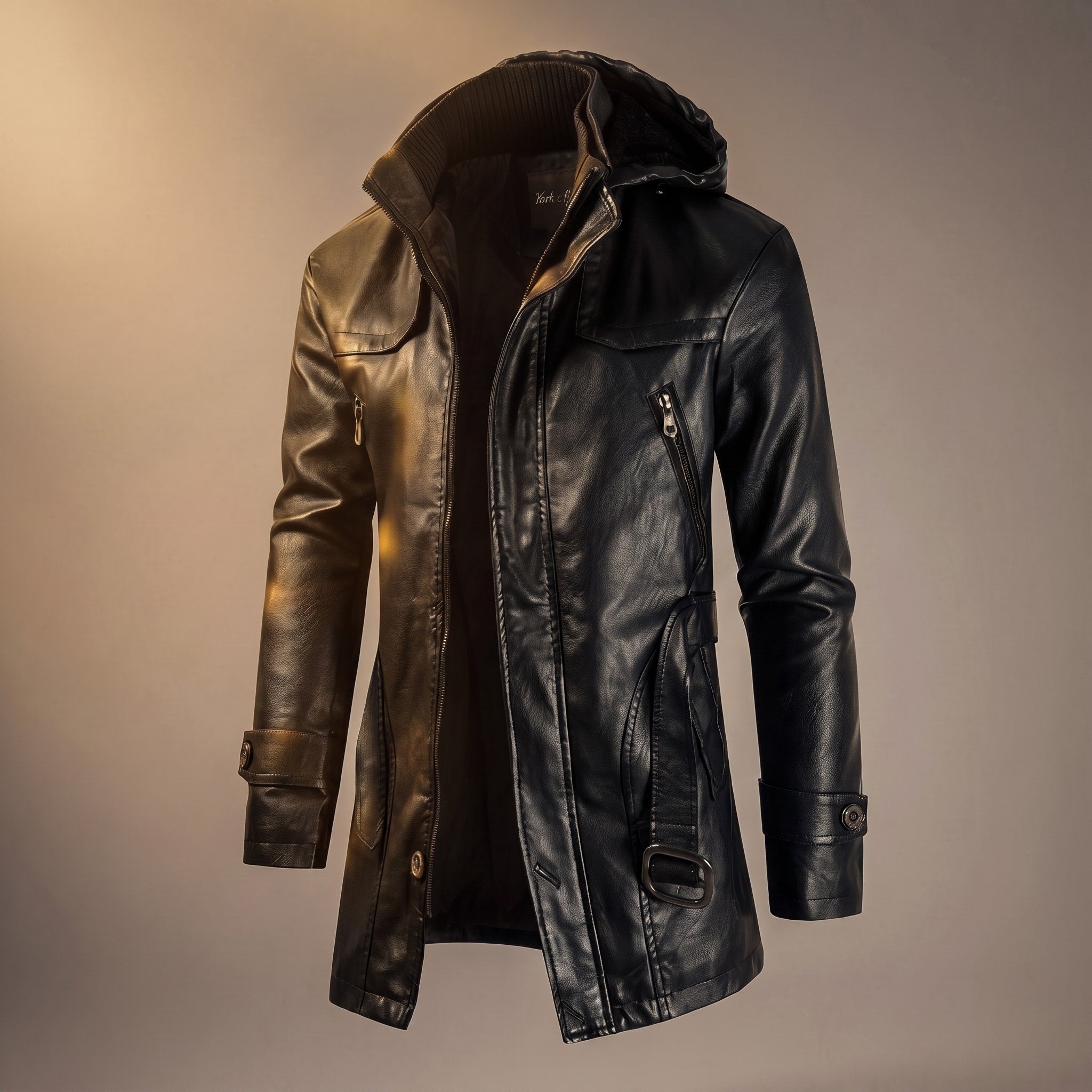 Oliver - Men's Hooded Longline Jacket with Zip Pockets - Coats & Jackets - Black - Davies & Cooper