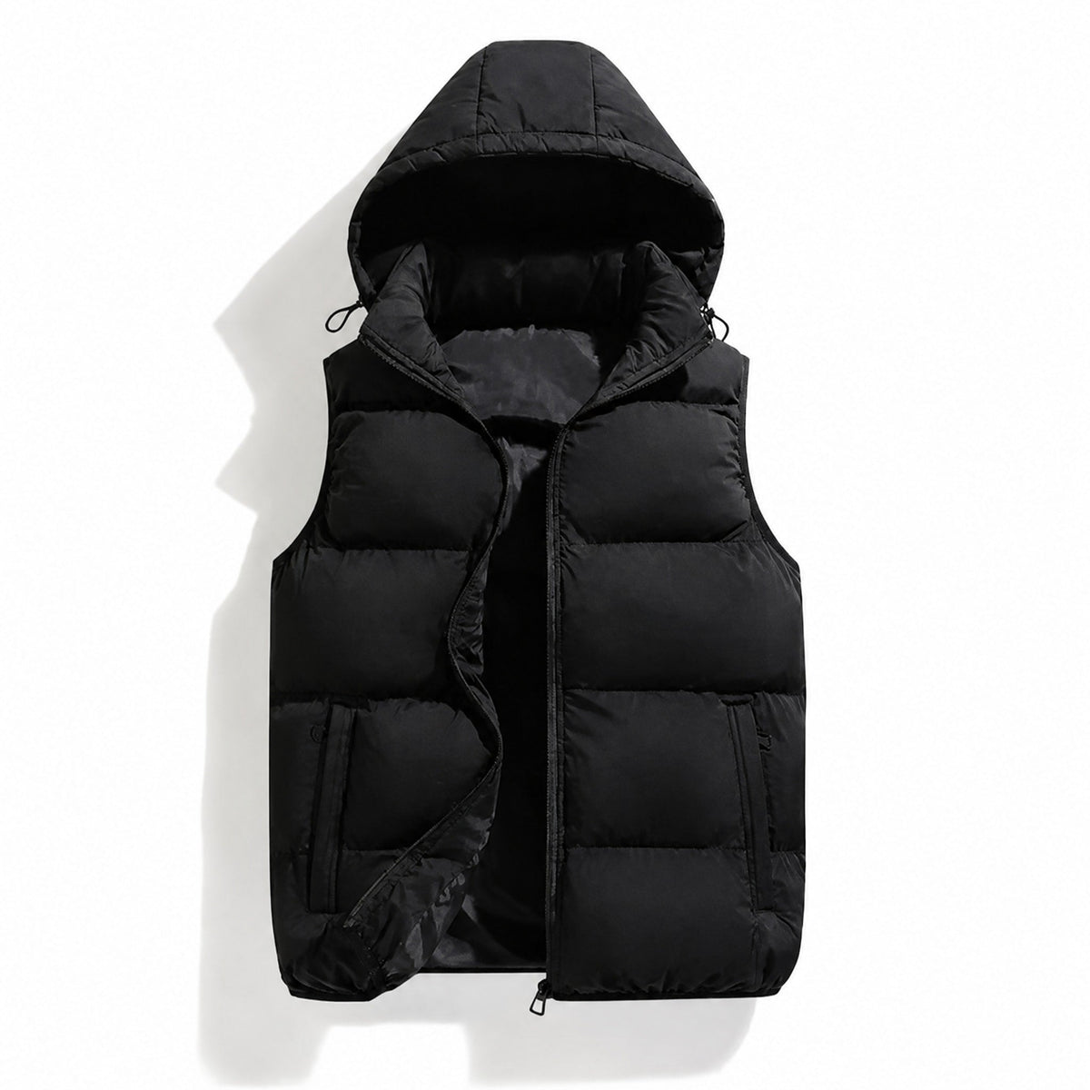 Oliver - Men's Hooded Quilted Gilet with Zip Pockets - Vest - Black - Davies & Cooper