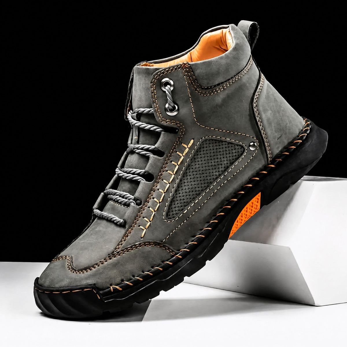 Oliver - Men's Lace-Up Ankle Boots with Round Toe and Rugged Outsole - Boots - Green - Davies & Cooper