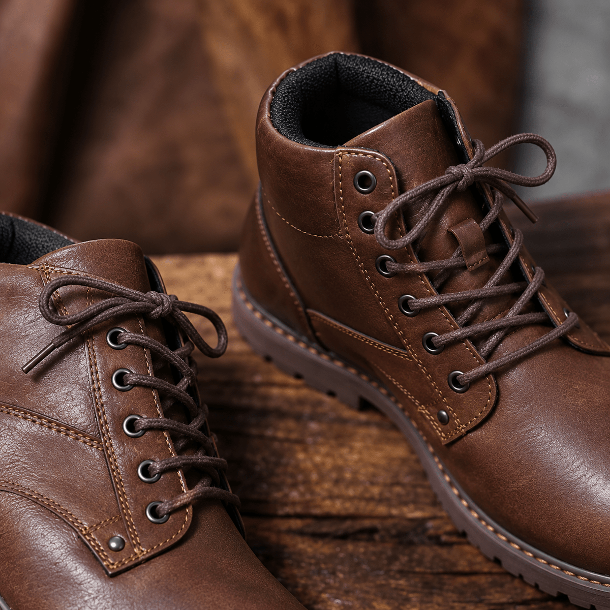 Oliver - Men's Lace-Up Ankle Boots with Zip Closure - Boots - Brown - Davies & Cooper