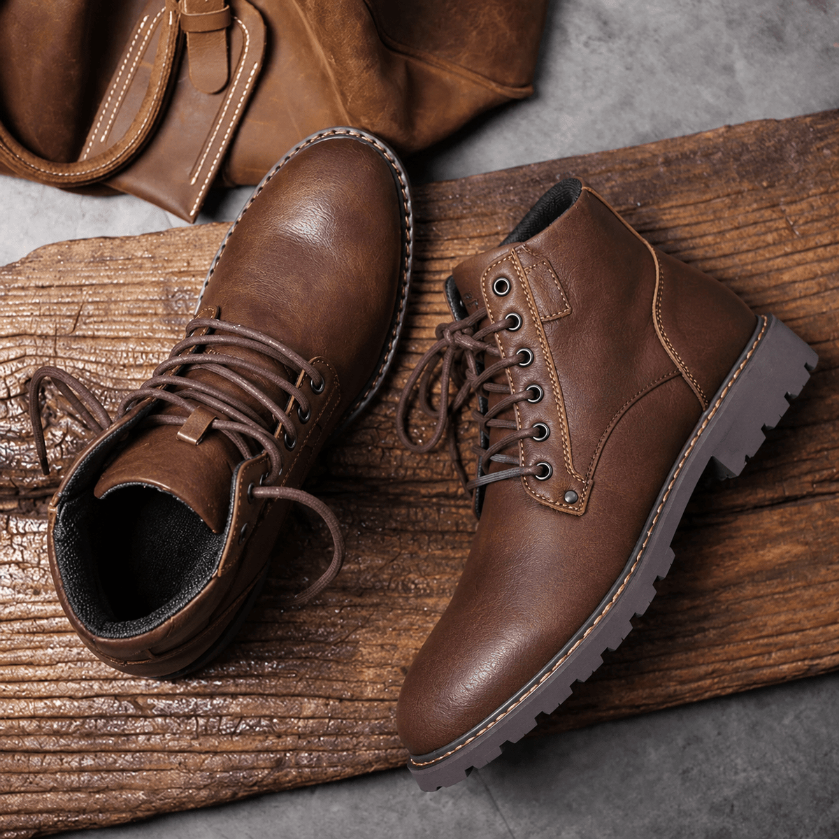 Oliver - Men's Lace-Up Ankle Boots with Zip Closure - Boots - Brown - Davies & Cooper