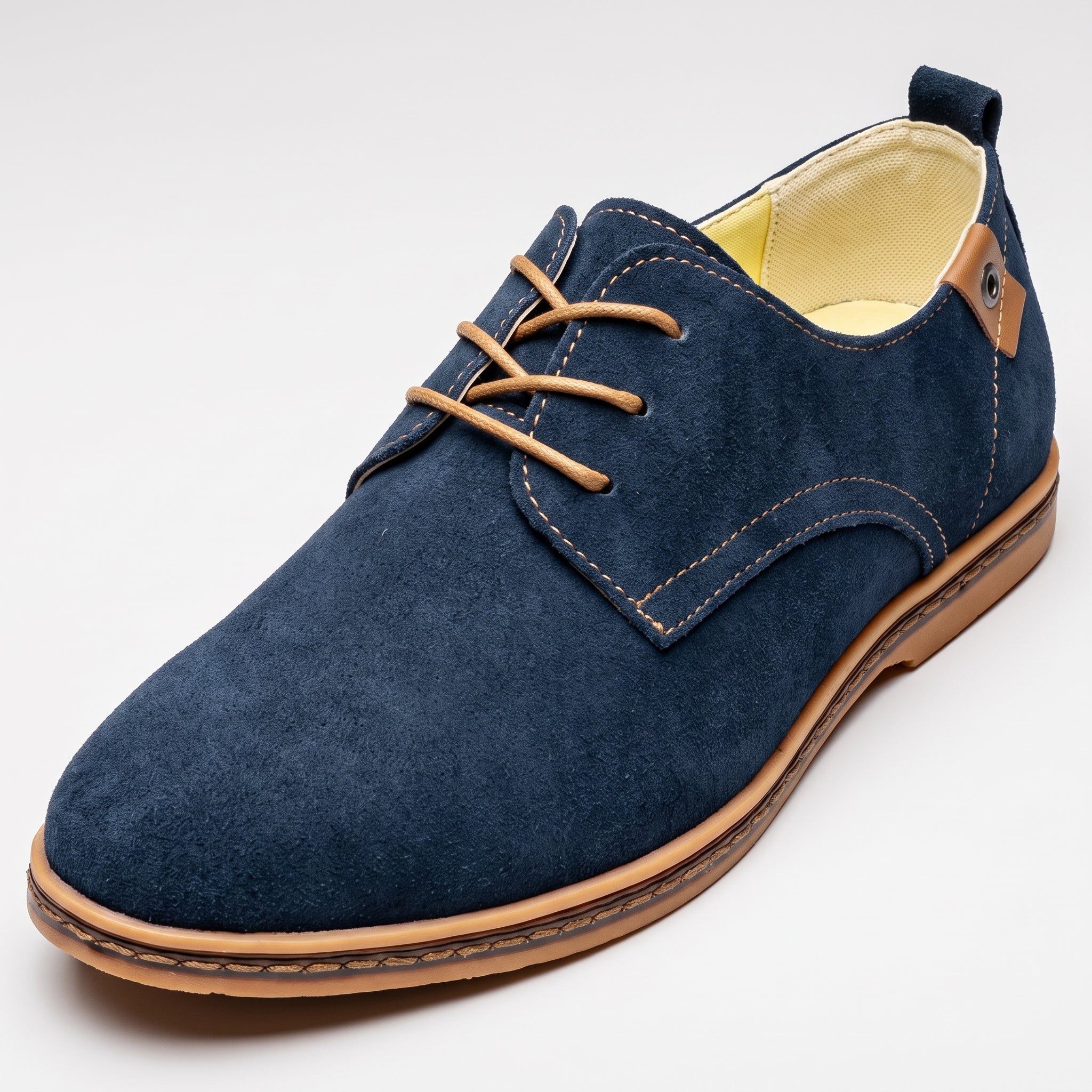 Oliver - Men's Lace-Up Suede-Look Derby Shoes with Contrast Sole - Shoes - Blue - Davies & Cooper