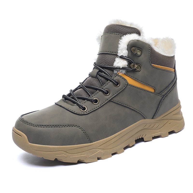 Oliver - Men's Lace-Up Winter Snow Boots with Padded Ankle Collar - Boots - Grey - Davies & Cooper