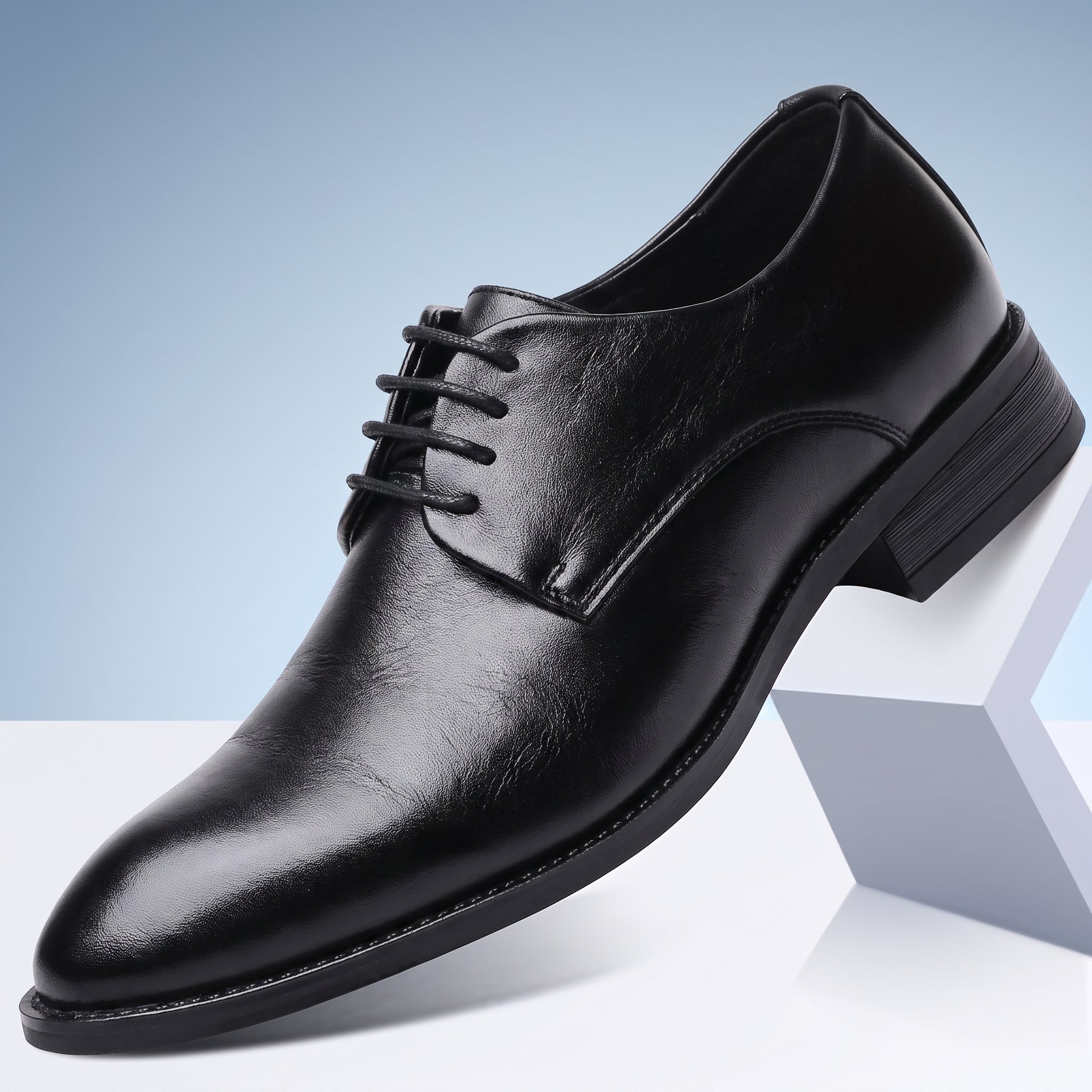 Oliver - Men's Low Block Heel Derby Wedding Shoes - Wedding Shoes - Black - Davies & Cooper